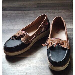 Floral Print Nautical Polo Club York Team Boat Shoes Size 25